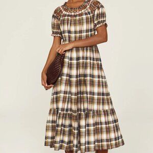 THE GREAT The Sea Glass Plaid Maxi Dress Size 1